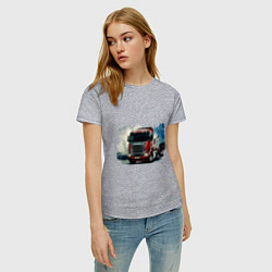 Футболка хлопковая женская SCANIA Дальнобой, цвет: меланж — фото 2