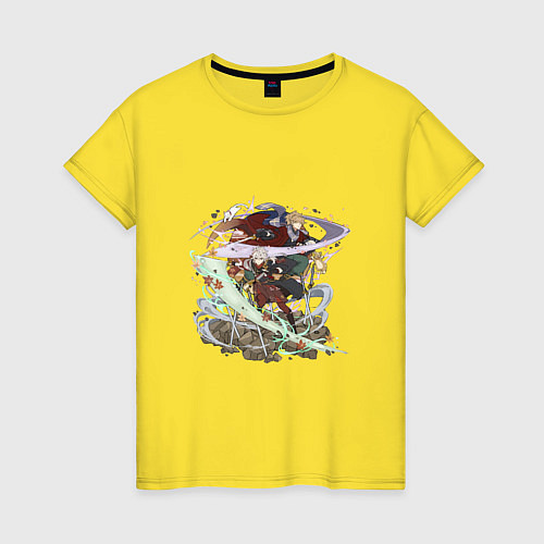 Женская футболка Кадзуха и его друг с котиками / Желтый – фото 1