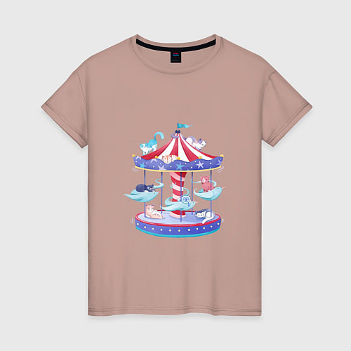 Женская футболка Кошачья карусель / Пыльно-розовый – фото 1