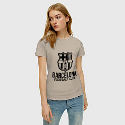 Футболка хлопковая женская Barcelona FC, цвет: миндальный — фото 2