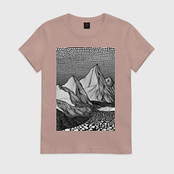 Футболка хлопковая женская Геометрия, цвет: пыльно-розовый