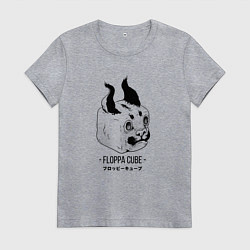 Футболка хлопковая женская Floppa Cube, цвет: меланж
