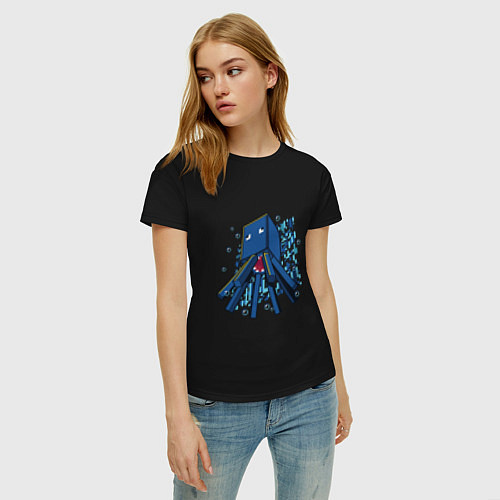 Женская футболка Спрут кальмар, осьминог / Черный – фото 3