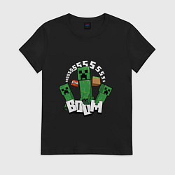 Футболка хлопковая женская Криперы Creepers и Динамит, цвет: черный