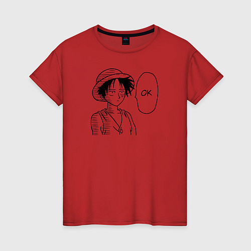 Женская футболка Манки Д Луффи - Ванпанчмен / Красный – фото 1