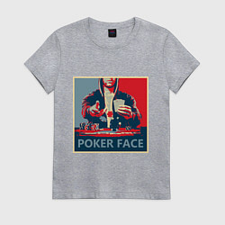 Футболка хлопковая женская Poker face, цвет: меланж