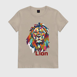 Футболка хлопковая женская Lion, цвет: миндальный