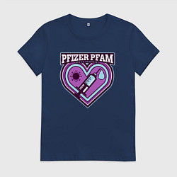 Футболка хлопковая женская Pfizer, цвет: тёмно-синий