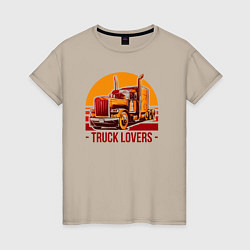 Футболка хлопковая женская Truck lovers, цвет: миндальный