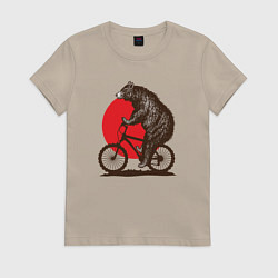 Женская футболка Медведь на велосиеде