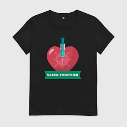 Футболка хлопковая женская Вместе безопаснее, цвет: черный