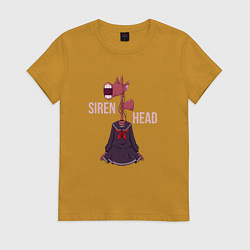 Футболка хлопковая женская Girl Siren Head, цвет: горчичный