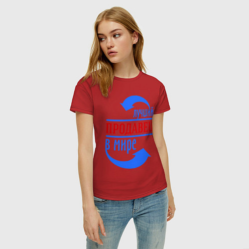 Женская футболка Лучший продавец в мире / Красный – фото 3