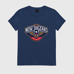 Футболка хлопковая женская New orleans PELIKANS, цвет: тёмно-синий