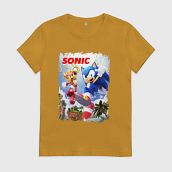 Футболка хлопковая женская SONIC СОНИК Z, цвет: горчичный