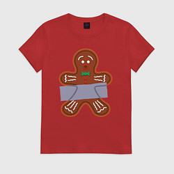 Футболка хлопковая женская Имбирный человечек скотч, цвет: красный