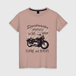 Футболка хлопковая женская Triumph speedmaster bonneville, цвет: пыльно-розовый
