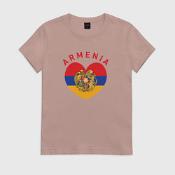 Футболка хлопковая женская The Heart of Armenia, цвет: пыльно-розовый