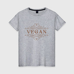 Футболка хлопковая женская Веган - Vegan, цвет: меланж