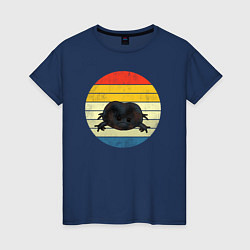Футболка хлопковая женская Дождевая лягушка на закате, цвет: тёмно-синий