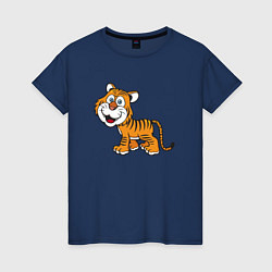 Футболка хлопковая женская Добрый тигр, цвет: тёмно-синий
