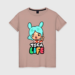 Футболка хлопковая женская Toca Life, цвет: пыльно-розовый