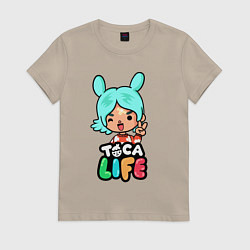 Футболка хлопковая женская Toca Life, цвет: миндальный