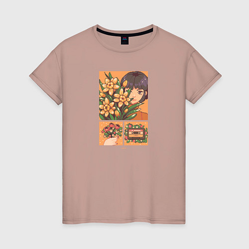 Женская футболка Retro Pixel Art Girl / Пыльно-розовый – фото 1