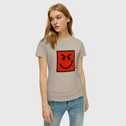 Футболка хлопковая женская BON JOVI HAVE A NICE DAY SMILE LOGO, цвет: миндальный — фото 2