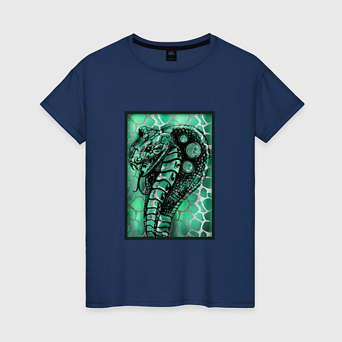 Женская футболка Кобра Змеиный стиль 2 / Тёмно-синий – фото 1