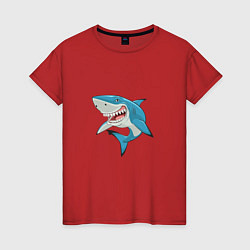 Футболка хлопковая женская Акула-молот, цвет: красный