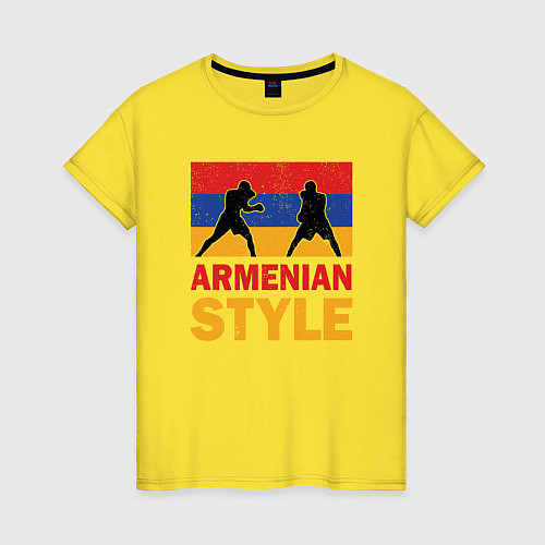 Женская футболка Армянский стиль / Желтый – фото 1