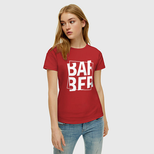 Женская футболка Барбер белый / Красный – фото 3