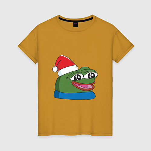 Женская футболка Pepe, pepe happy, Пепе хеппи, pepe happy new year / Горчичный – фото 1