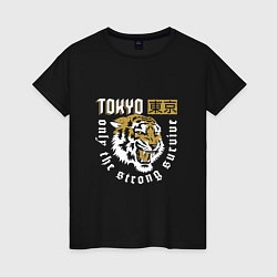 Футболка хлопковая женская Tiger - Japan, цвет: черный