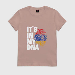 Футболка хлопковая женская ДНК - Армения, цвет: пыльно-розовый