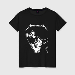 Футболка хлопковая женская MEOWTALLICA, цвет: черный