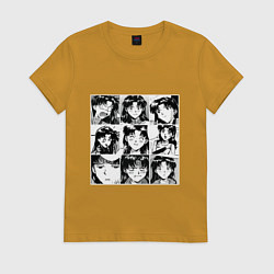 Футболка хлопковая женская Такая разная Мисато Сан Евангелион, цвет: горчичный