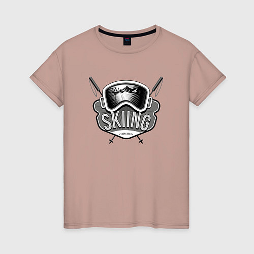 Женская футболка SKIING / Пыльно-розовый – фото 1
