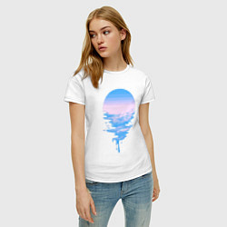 Футболка хлопковая женская Луна море, цвет: белый — фото 2