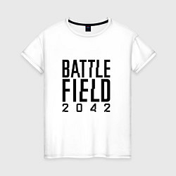 Футболка хлопковая женская BATTLEFIELD 2042 LOGO БАТЛФИЛД 2042 ЛОГО, цвет: белый