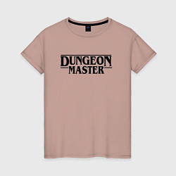 Футболка хлопковая женская DUNGEON MASTER ГАЧИМУЧИ ЧЁРНЫЙ ЛОГО, цвет: пыльно-розовый