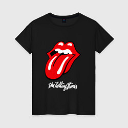 Футболка хлопковая женская Rolling Stones Роллинг Стоунз, цвет: черный