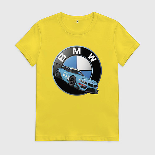 Женская футболка BMW самая престижная марка автомобиля / Желтый – фото 1