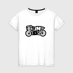 Футболка хлопковая женская Blink 182 лого, цвет: белый