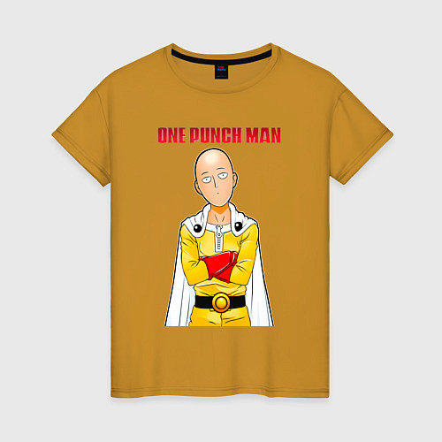 Женская футболка Сайтама безразличие One Punch-Man / Горчичный – фото 1
