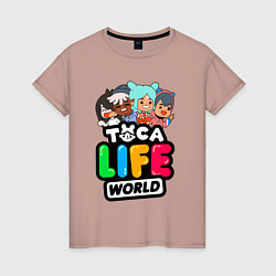 Футболка хлопковая женская TOCA LIFE WORLD ТОКА ЛАЙФ ВОРЛД ПЕРСОНАЖИ, цвет: пыльно-розовый
