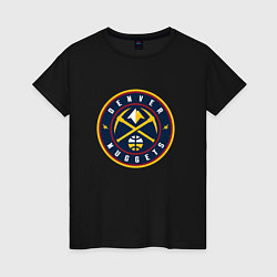 Футболка хлопковая женская Денвер Наггетс логотип, цвет: черный