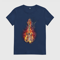 Футболка хлопковая женская Burning guitar, цвет: тёмно-синий