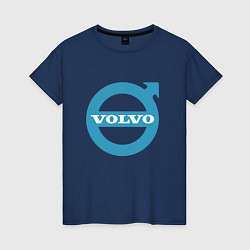 Футболка хлопковая женская Volvo логотип, цвет: тёмно-синий